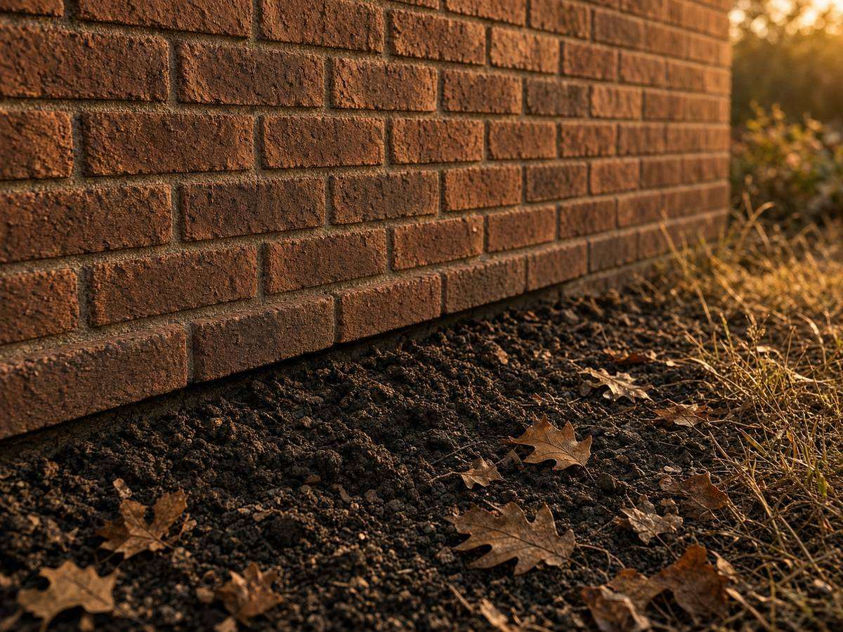 Brick foundation and soil line of an Oklahoma home