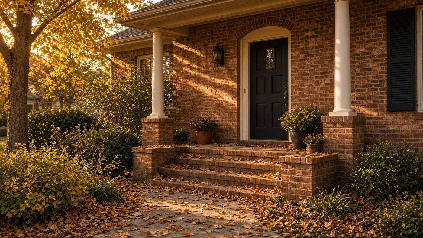 Oklahoma front porch at dusk